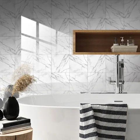Minimalistisch Waterdicht Acryl Kristal Tegelstickers Marmer Textuur Muurstickers Voor Keuken En Huisdecoratie