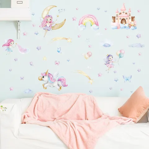 Kids Room Glowing Wall Stickers Luminous Mermaid Space Animals Cartoon PVC Decals For Bedroom Nursery Wall Decor