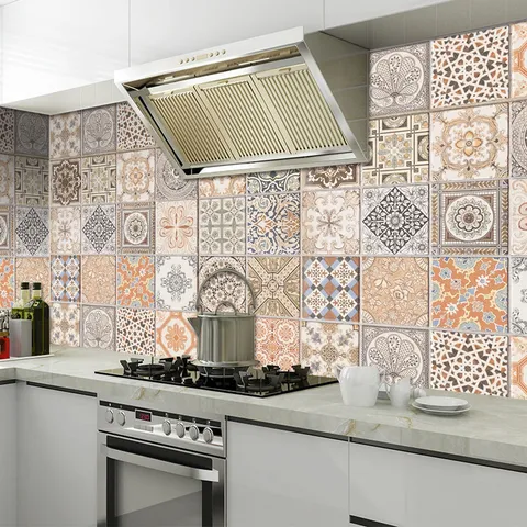 Adesivo Murale Piastrella a Mosaico Retro Impermeabile Autoadesivo PVC Wall Decal Per Cucina Bagno Decorazioni Casa Soggiorno Camera da Letto