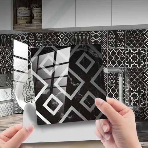 Stickers Muraux Imperméables en PVC Géométriques Abstraits Minimalistes Amovibles pour Cuisine Salle de Bain Décoration
