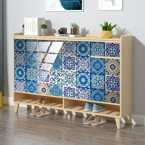 Αδιάβροχα Αυτοκόλλητα Πλακιδίων PVC Crystal Floor Wall Decals Γεωμετρικό Μοτίβο Διακόσμηση Σπιτιού