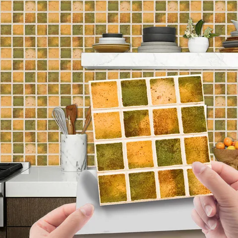 Waterproof Mosaic Tile Wall Stickers Self Adhesive Peel And Stick Backsplash Decals For Kitchen Bathroom Home Decor