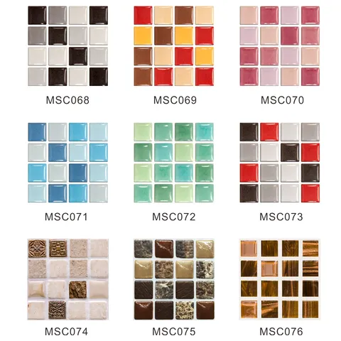 Autocollants de Carrelage Mosaïque Stéréoscopiques 3D Imperméables Autoadhésifs Amovibles en PVC pour Décoration Intérieure de Cuisine et Salle de Bain