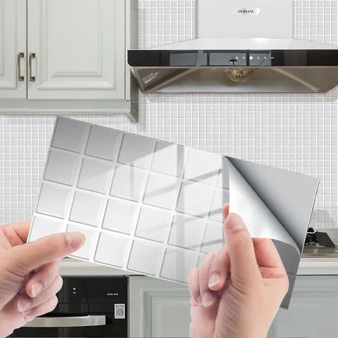Waterproof Oil-Proof Self-Adhesive Crystal Tile Stickers Kitchen Home Renovation Wall Decor Mosaic Pattern PVC Sticker