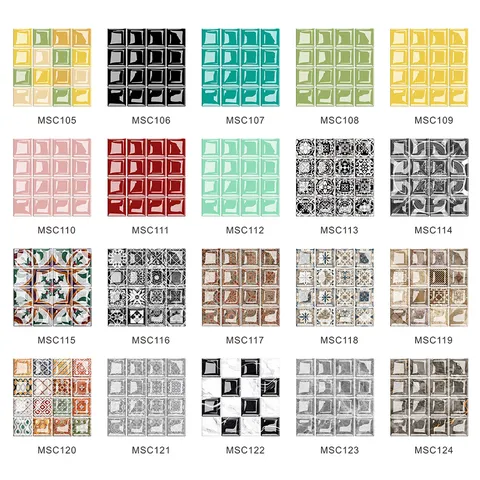 Stickers Muraux Mosaïque Stéréoscopique 3D PVC Imperméable Autoadhésif Revêtement de Film Brillant Décoration Intérieure
