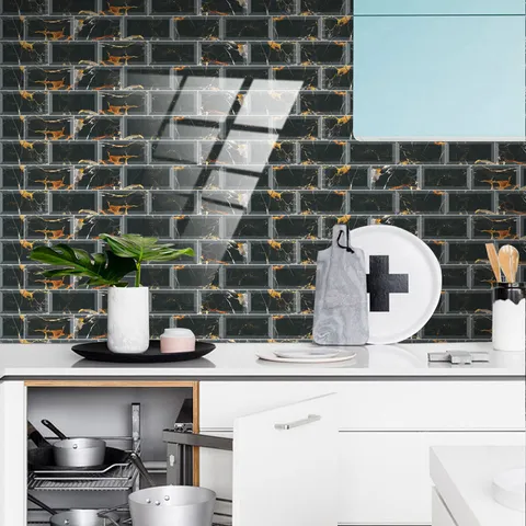 Waterproof Self-Adhesive Marble Wall Stickers Home Renovation Crystal Tile Decals