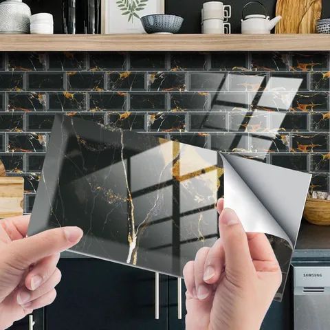 Waterproof Self-Adhesive Marble Wall Stickers Home Renovation Crystal Tile Decals