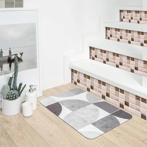 3D Stereoscopic Mosaic Tile Stickers Waterproof Self Adhesive Wall Floor Decal DIY Home Kitchen Bathroom Decor