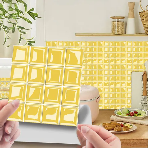 3D Mosaik Tile Wall Stickers Waterproof Self Adhesive PVC Wallpaper For Kitchen And Bathroom Home Decoration