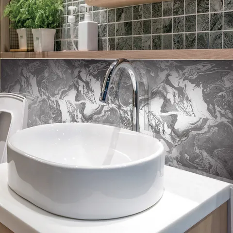 Adhesivos de Pared con Patrón de Mármol Pegatinas de Azulejos de PVC Impermeables Película de Cristal Papel Pintado Decorativo Para Hogar Sala de Estar Dormitorio