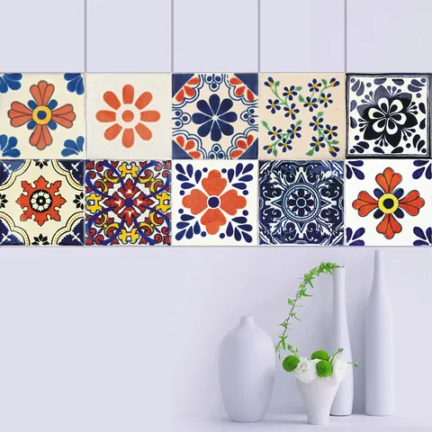 Vintage Retro Αυτοκόλλητα Πλακιδίων αδιάβροχα αυτοκόλλητα PVC τοίχου για διακόσμηση κουζίνας σπιτιού αφαιρούμενα decals