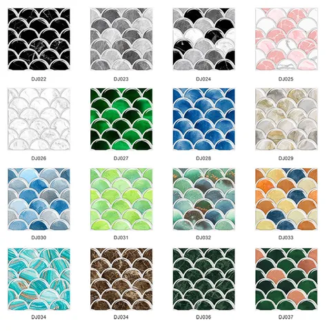 Modern 3D Waterproof Marble Pattern Fish Scale Wall Stickers Crystal Film PVC Home Decor Wallpaper For Kitchen Bathroom