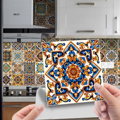 Moroccan Style Tile Stickers Waterproof Peel And Stick Wall Decals For Kitchen Bathroom Home Decor Removable Tile Wallpaper