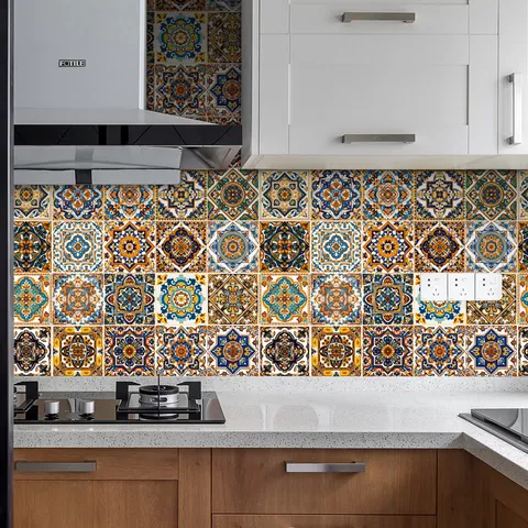 Moroccan Style Tile Stickers Waterproof Peel And Stick Wall Decals For Kitchen Bathroom Home Decor Removable Tile Wallpaper