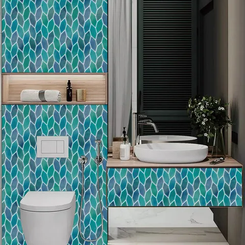 Self-Adhesive Waterproof PVC Mosaic Tile Stickers Removable Decals For Kitchen Bathroom Home Decor Wall Decoration