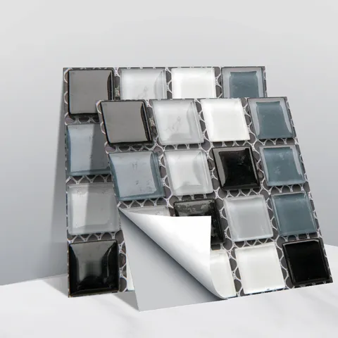 Stickers Muraux de Carreaux de Mosaïque 3D Étanches Autoadhésifs Bricolage Amovibles en PVC pour Décoration de Cuisine et de Salle de Bain