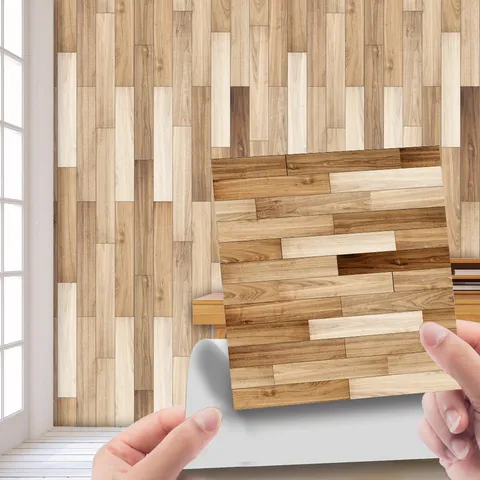 Retro Wood Grain Self Adhesive Wall Stickers Waterproof PVC Tile Decals Removable Home Decor For Living Room Bedroom