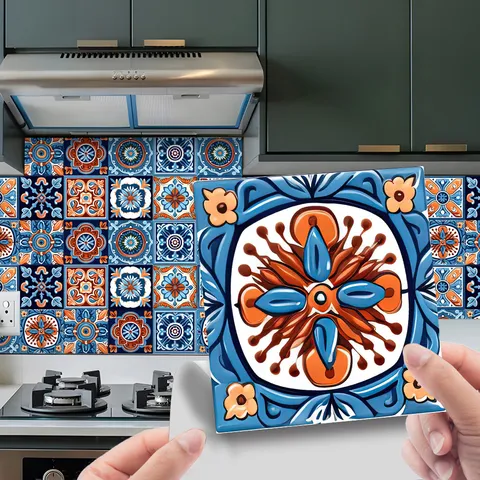 Moroccan Style Tile Wall Stickers Waterproof PVC Peel And Stick Self Adhesive Decals For Kitchen Bathroom Living Room Home Decor