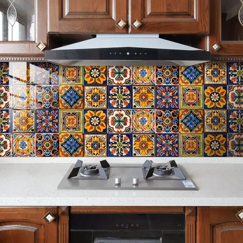 Marokkaanse Stijl Tegelstickers Waterdichte PVC Muurstickers Zelfklevende Huis Keuken Badkamer Decor Afbreekbare Stickers