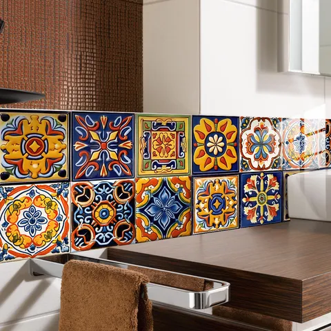 Marokkaanse Stijl Tegelstickers Waterdichte PVC Muurstickers Zelfklevende Huis Keuken Badkamer Decor Afbreekbare Stickers