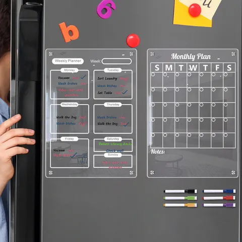 Transparentes Acryl Wochen- und Monatsplaner Board Magnetischer Kühlschrank Kalender Memo Board Für Küche Zuhause Büro