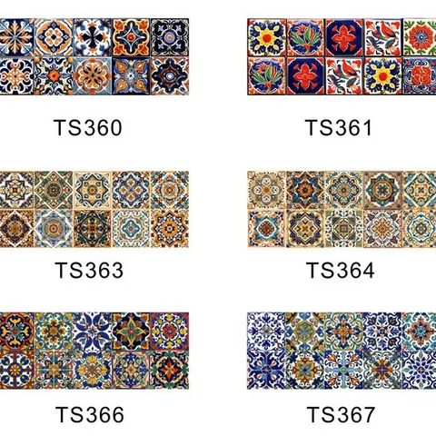 Moroccan Style Waterproof Oil Proof PVC Tile Stickers Geometric Retro Floral Wall Decal For Kitchen Bathroom Home Decor