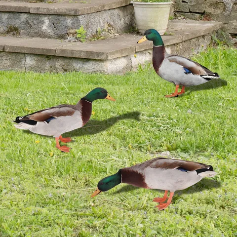 Piquet de Jardin en Acrylique Motif Canard Art de Cour Imperméable Extérieur Pelouse Décoratif Miroir Plug-in Statue Animal Ornement