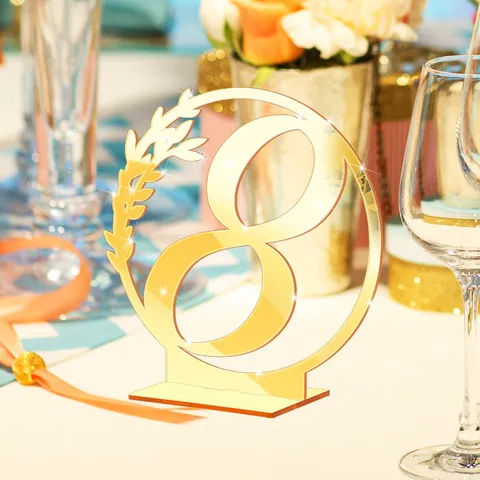 Acrylic Wedding Table Number Cards Gold And Silver Mirror Table Place Card Holders Stand For Party Decor