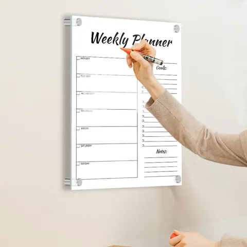 Transparent Acrylic Weekly Planner Board Clear Erasable Calendar Message Board For Office Home Wall Hanging Decor
