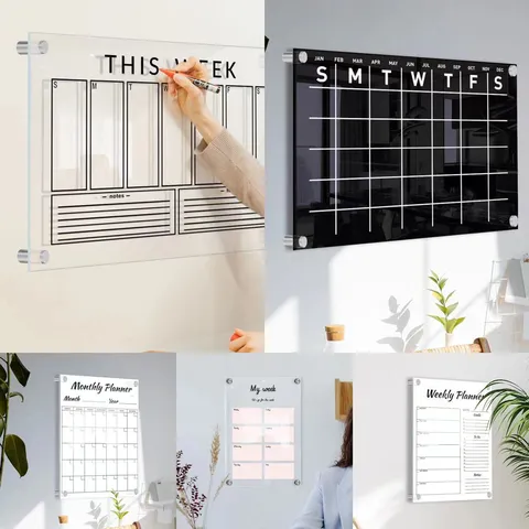 Transparent Acrylic Weekly Planner Board Clear Erasable Calendar Message Board For Office Home Wall Hanging Decor