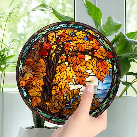 Acryl Buntglas-Stil Kolibri Tier-Muster Hängende Wanddekoration Fenster Ornament Mit Kette Und Haken Für Zuhause