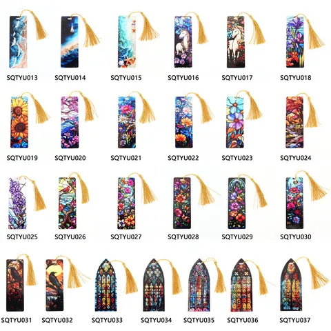 Creative Translucent Acrylic Tassels Bookmark Colorful Printed Art Reading Page Marker Office School Supplies Gift