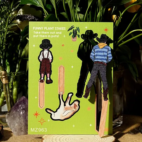 Lustiger Pflanzenstecker Holz Topfpflanze Deko Schild Süße Cartoon Silhouette Garten Ornament Hof Outdoor Deko
