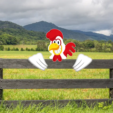Gallo Cartoon Pannello Alveolare Arte da Cortile Decorazione Giardino Esterno Simpatico Animale Recinzione Segno di Decorazione