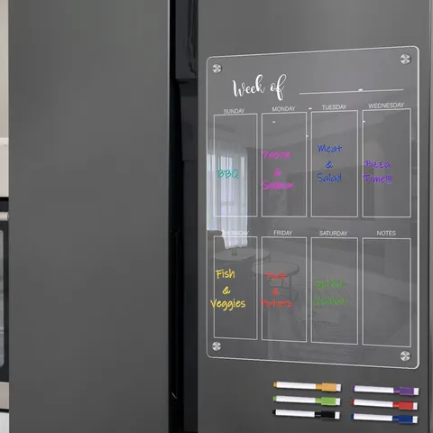 Transparent Acrylic Weekly Planner Magnetic Dry Erase Board For Fridge With Markers Acrylic Calendar Message Board