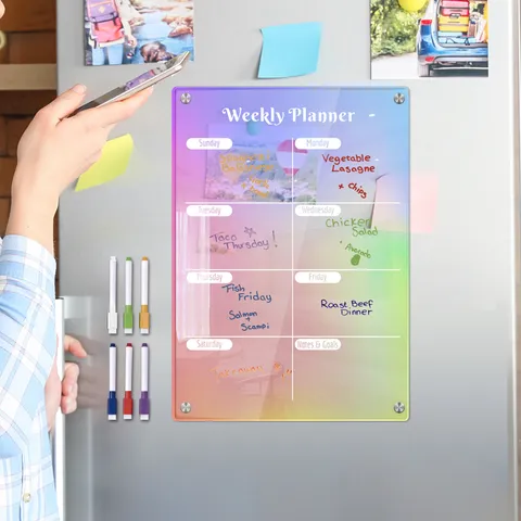 Acrylic Weekly Planner Magnetic Calendar For Fridge Clear Dry Erase Board Calendar Refrigerator Memo Board With Markers