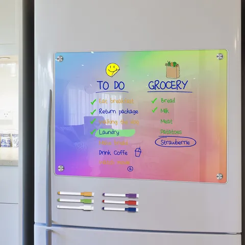 Colorful Acrylic Weekly Planner Memo Board Magnetic Fridge Calendar Board With Erasable Whiteboard Pens For Home Office