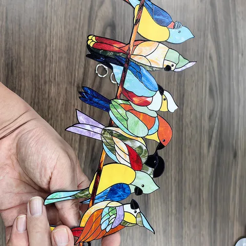 Acrylglas Vogel Tier Hängeanhänger Moderner Minimalistischer Stil Fenster Wand Dekor Mit Metallkette Und Saugnapf Für Heim Zimmer