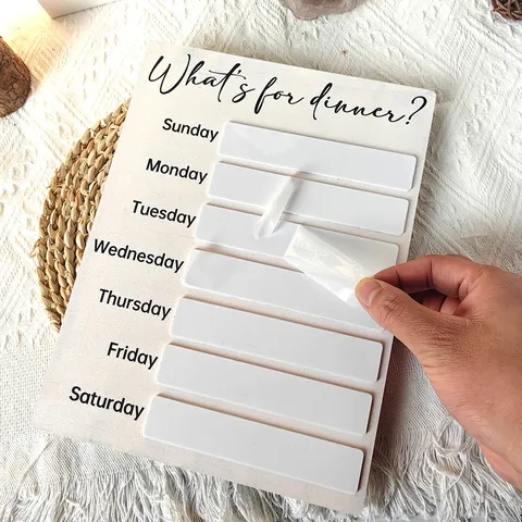 Wooden Magnetic Weekly Planner Menu Board For Kitchen Fridge Desktop Message Board With Dry Erase Markers And Magnets