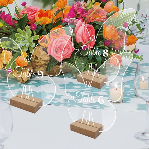 Clear Acrylic Wedding Table Number Signs Butterfly Tableware Display Stand Party Banquet Decoration Centerpiece