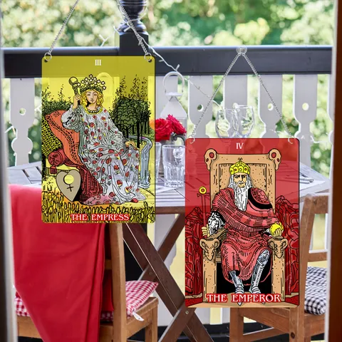 Acrylic Tarot Card Window Hanging Plaque Vintage Divination Wall Decor With Chains And Hooks For Home Room Decoration