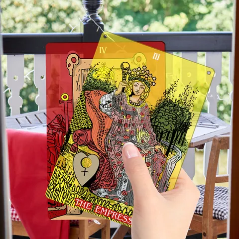 Acrylic Tarot Card Window Hanging Plaque Vintage Divination Wall Decor With Chains And Hooks For Home Room Decoration