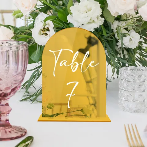 Acrylic Arch Table Number Sign DIY Tabletop Display Stand Wedding Party Decoration Clear Black White Gold Silver