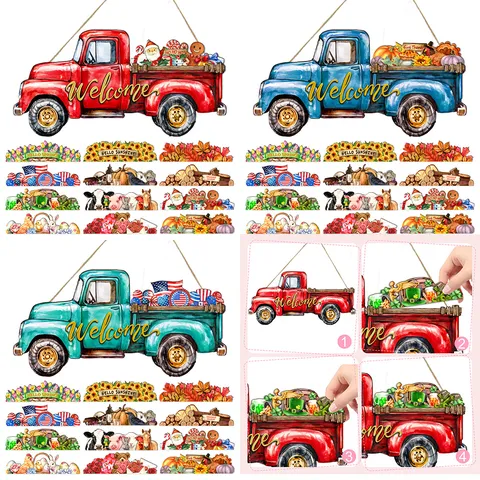 Targa Sospesa da Parete per Festival Magnetica Intercambiabile con Decorazione per Porta d'Ingresso per Vacanze Stagionali in Legno