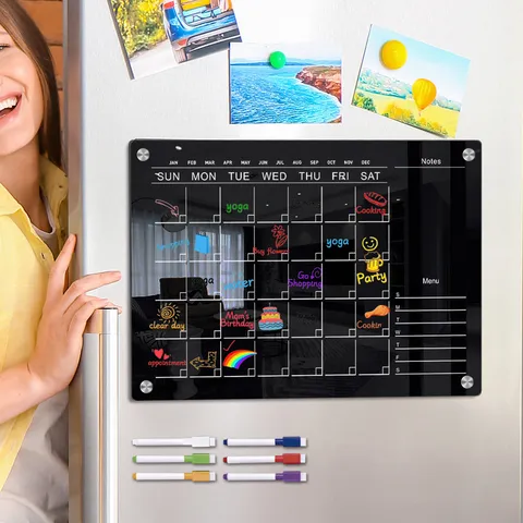 Acrylic Weekly Planner Magnetic Memo Board Dry Erase Calendar Board With Pens For Refrigerator And Office