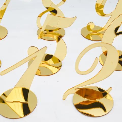 Gold Silver Acrylic Table Number Cards Digital Seat Signs Mirror Tabletop Stands For Wedding Party Restaurant