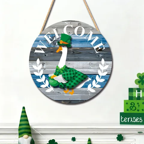 Interchangeable Goose Wooden Door Hanger Multi Festival Welcome Sign Seasonal Hanging Plaque Home Decor Gift