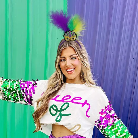Mardi Gras Carnival Party Sequin Feather Headband Brazilian Masquerade Jester Costume Prop Headpiece For Festival Women Men