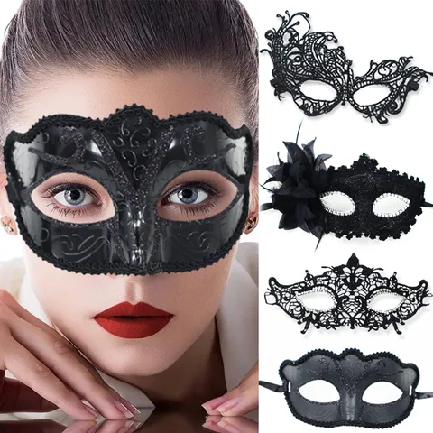 Vintage Plástico Encaje Pluma Mascarada Máscara Mujeres Lujo Lentejuelas Strass Antifaz Halloween Carnaval Fiesta Accesorio