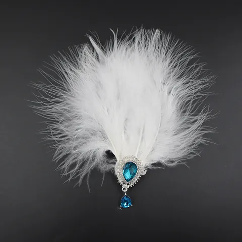 Pinza de Pelo de Plumas de Moda Tocado de Aleación de Strass Vintage Elegante Accesorio para el Cabello para Fiesta Boda Mujer Tocado